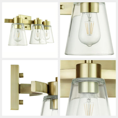Prominence Home 2 Pack Fairendale 3 Light Bathroom Wall Vanity Light, Soft Gold