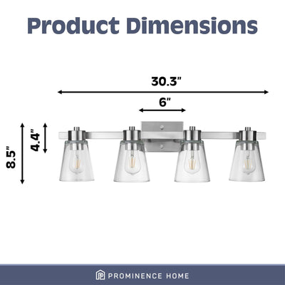 Prominence Home 2 Pack Fairendale 4 Light Bathroom Vanity Light, Brushed Nickel
