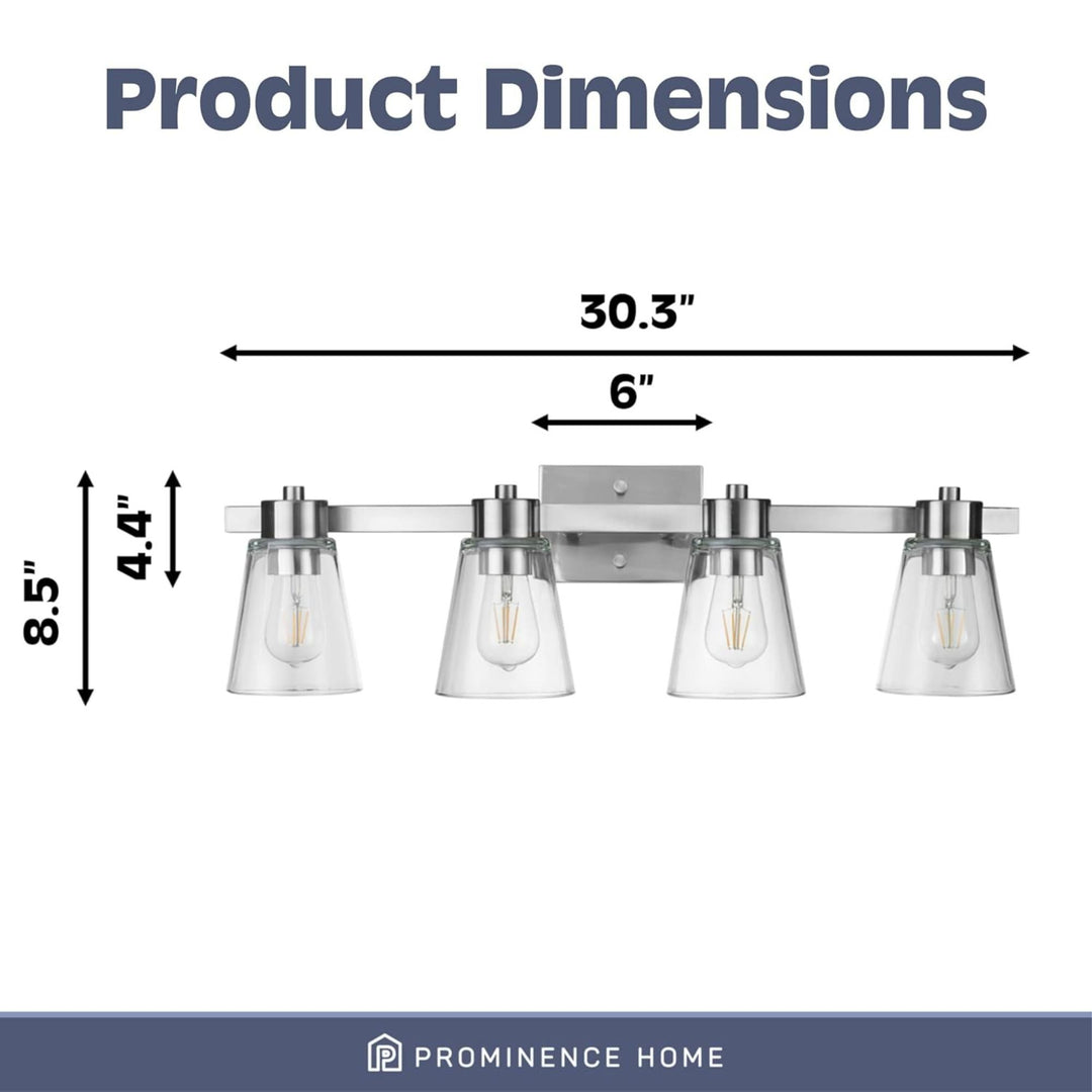 Prominence Home Fairendale 4 Light Bathroom Wall Vanity Light, Nickel (Open Box)