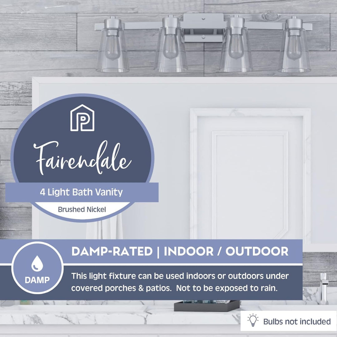 Prominence Home Fairendale 4 Light Bathroom Wall Vanity Light, Nickel (Open Box)