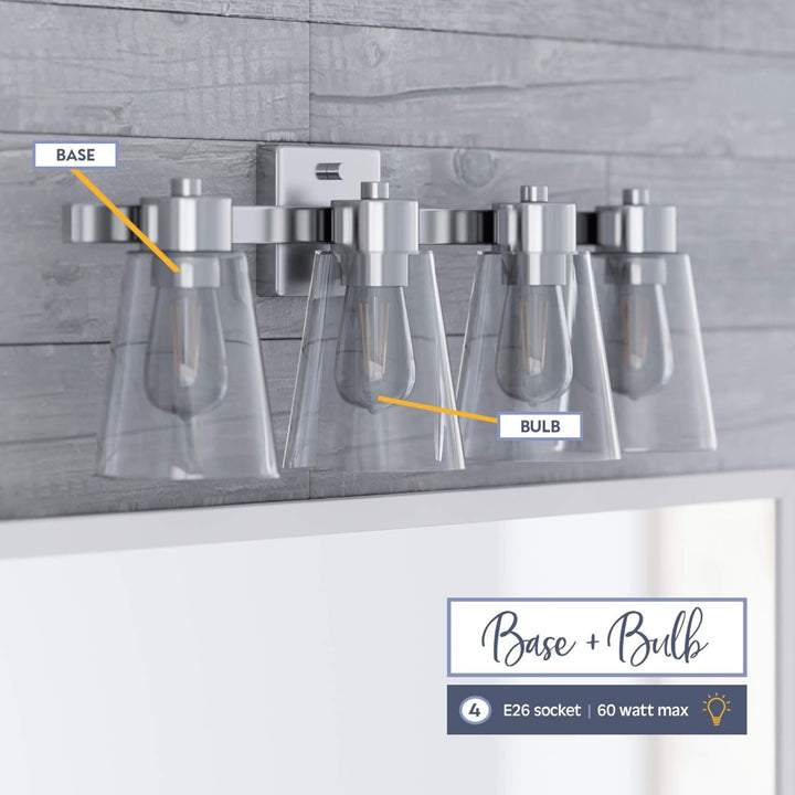 Prominence Home Fairendale 4 Light Bathroom Wall Vanity Light, Nickel (Open Box)