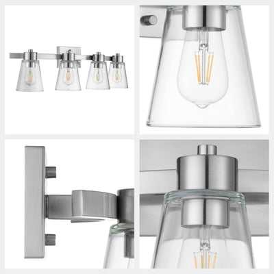 Prominence Home 2 Pack Fairendale 4 Light Bathroom Vanity Light, Brushed Nickel