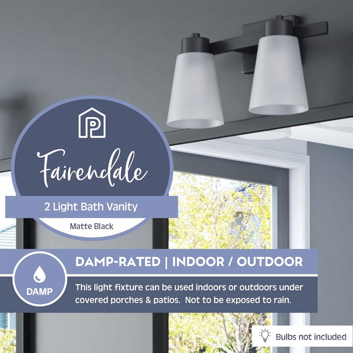 Prominence Home 3 Light Modern Bathroom Vanity Light, Frosted Glass, Matte Black