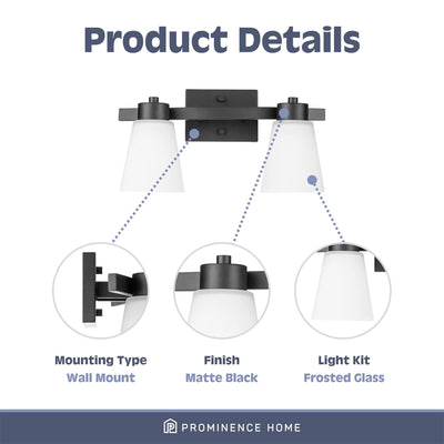 Prominence Home 2 Pack 3 Light Modern Bathroom Vanity Light with Frosted Glass - VMInnovations