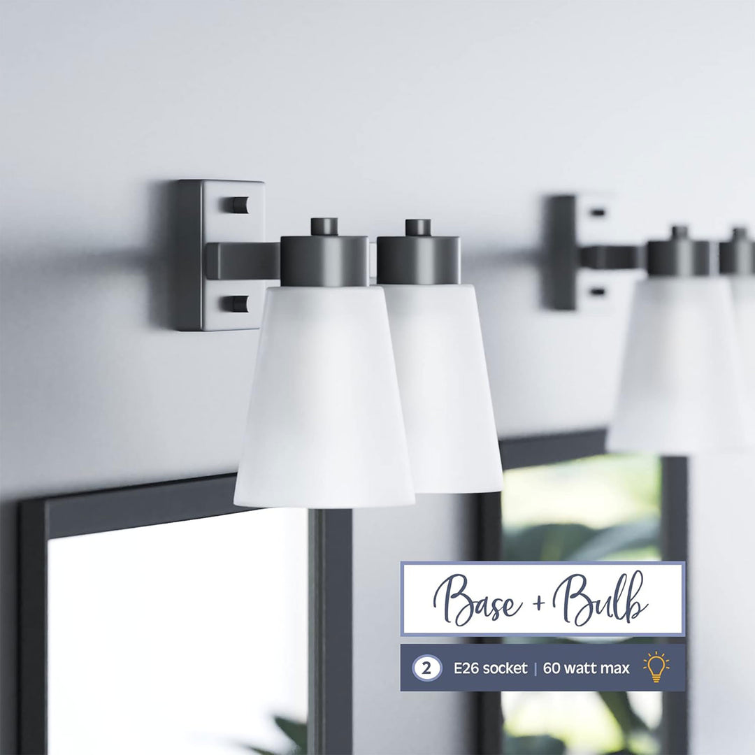 Prominence Home 3 Light Modern Bathroom Vanity Light, Frosted Glass, Matte Black