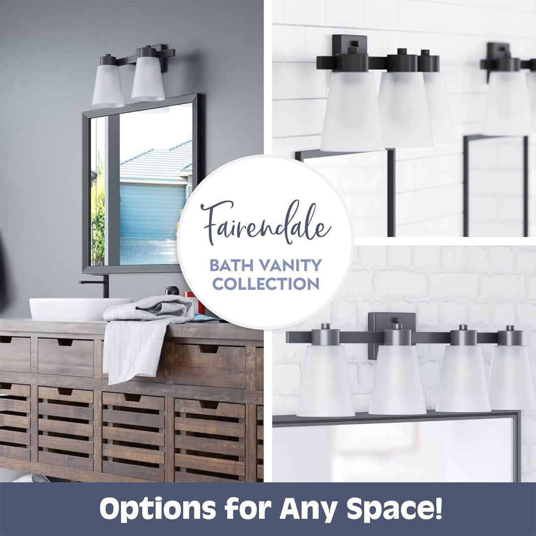 Prominence Home 3 Light Modern Bathroom Vanity Light, Frosted Glass, Matte Black