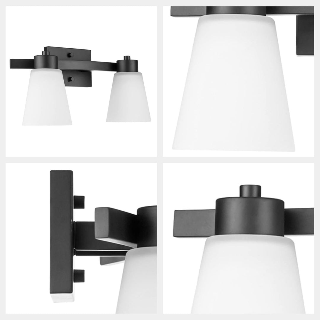 Prominence Home 4 Light Modern Bathroom Vanity Light, Frosted Glass, Matte Black