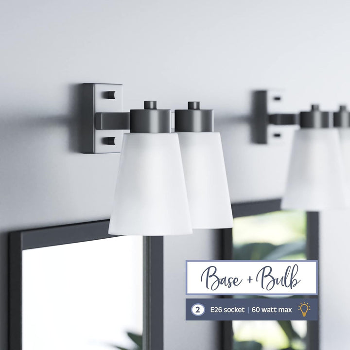 Prominence Home 4 Light Modern Vanity Light, Frosted Glass, Black (Open Box)