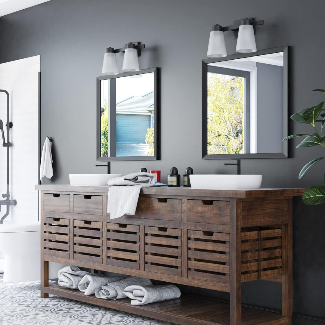 Prominence Home 4 Light Modern Vanity Light, Frosted Glass, Black (Open Box)