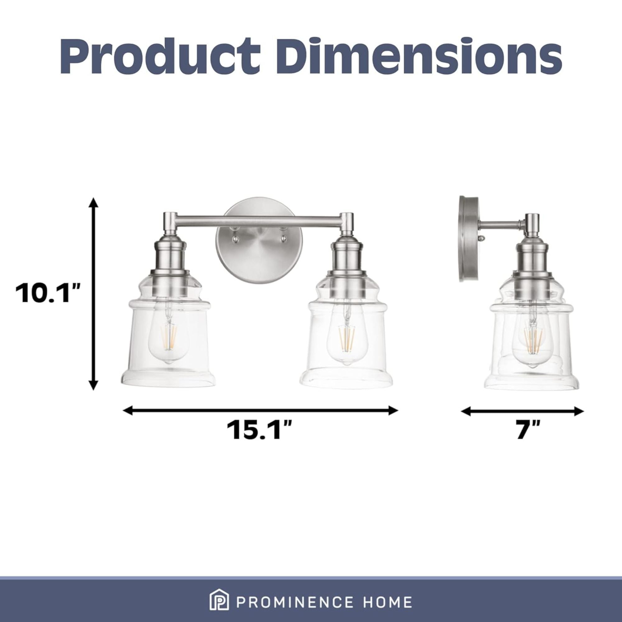 Prominence Home 2 Pack Eaton Ridge 2 Light Industrial Bathroom Vanity, Nickel