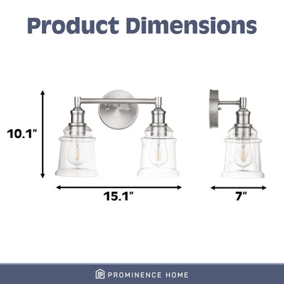 Prominence Home 2 Pack Eaton Ridge 2 Light Industrial Bathroom Vanity, Nickel