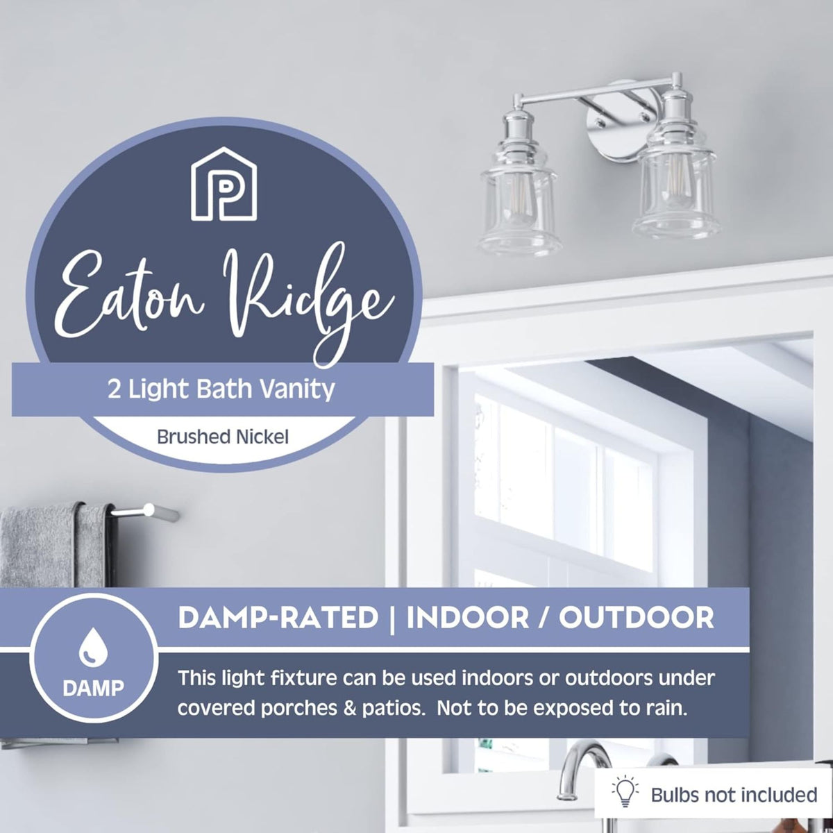 Prominence Home 2 Pack Eaton Ridge 2 Light Industrial Bathroom Vanity, Nickel