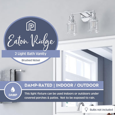 Prominence Home 2 Pack Eaton Ridge 2 Light Industrial Bathroom Vanity, Nickel