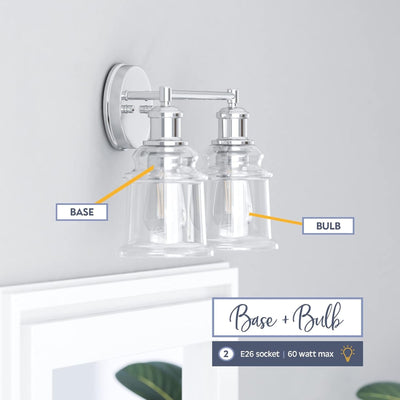 Prominence Home 2 Pack Eaton Ridge 2 Light Industrial Bathroom Vanity, Nickel