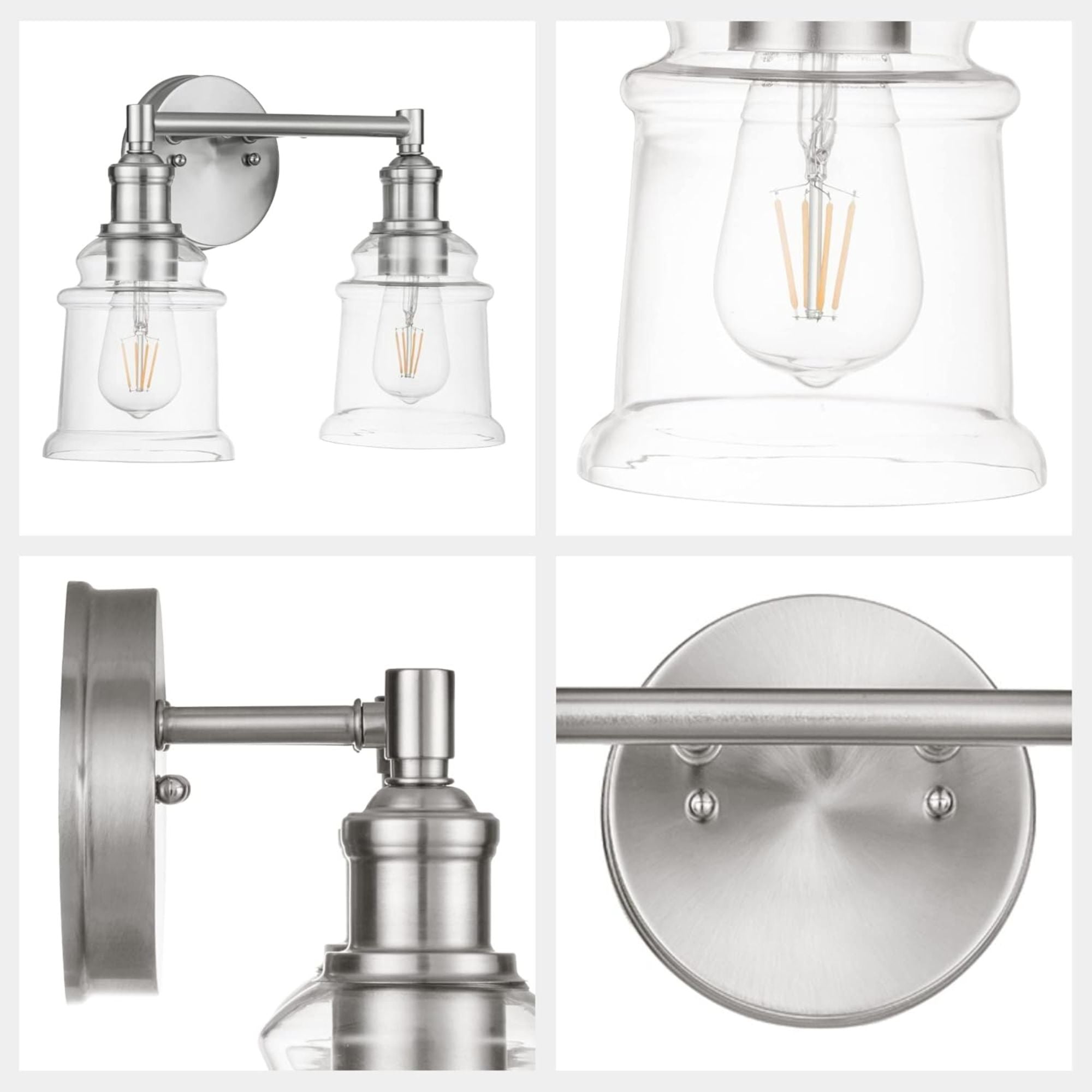 Prominence Home 2 Pack Eaton Ridge 2 Light Industrial Bathroom Vanity, Nickel