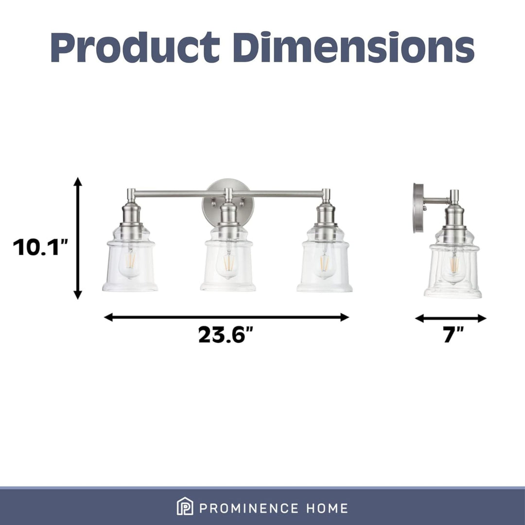 Prominence Home 2 Pack Eaton Ridge 3 Light Industrial Bathroom Vanity, Nickel