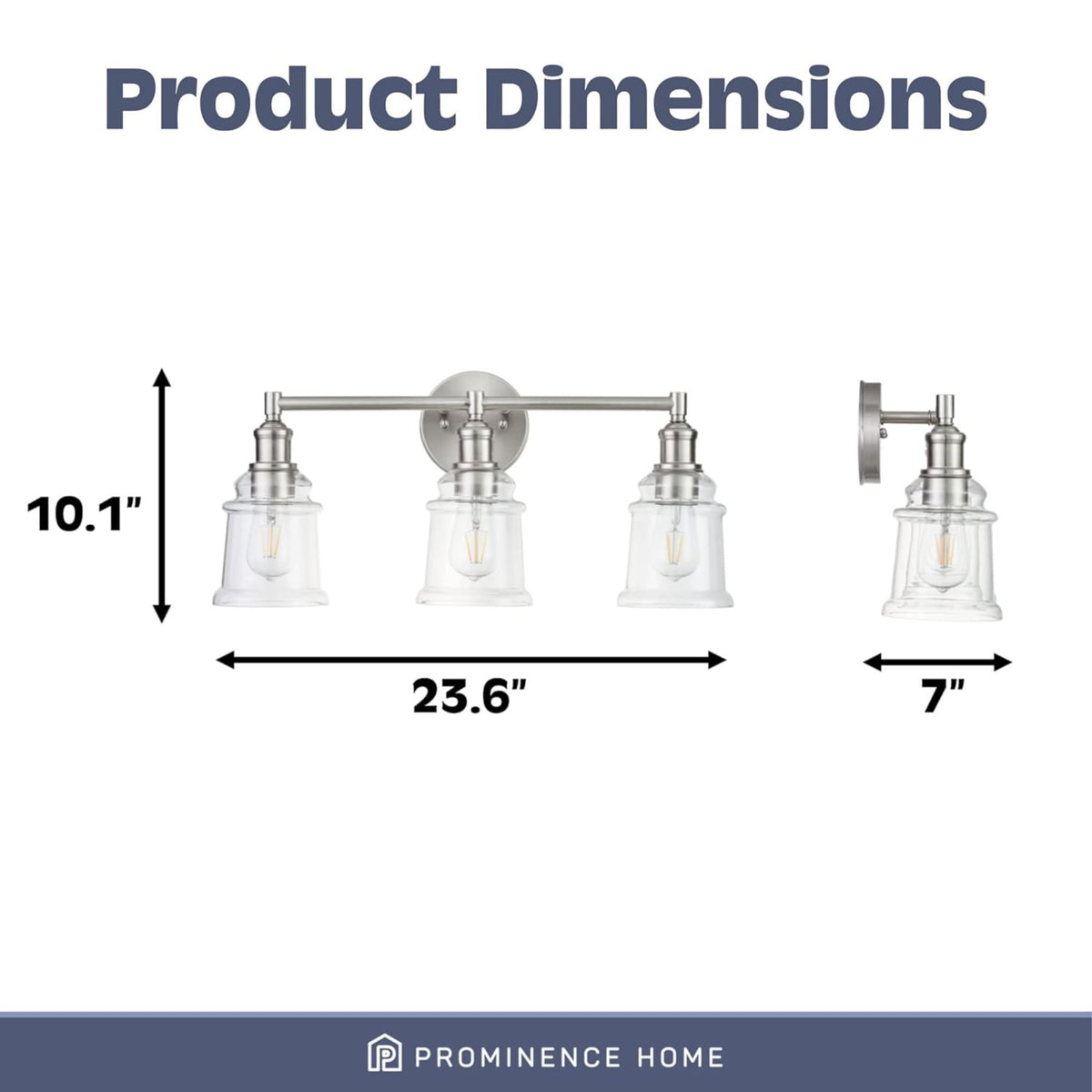 Prominence Home Eaton Ridge 3 Light Industrial Vanity, Nickel (Open Box)