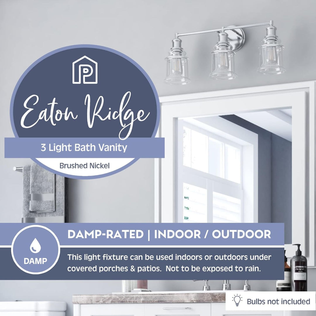Prominence Home 2 Pack Eaton Ridge 3 Light Industrial Bathroom Vanity, Nickel