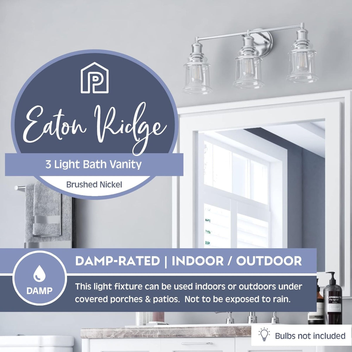 Prominence Home Eaton Ridge 3 Light Industrial Vanity, Nickel (Open Box)
