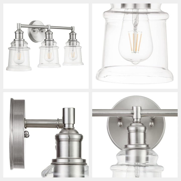 Prominence Home 2 Pack Eaton Ridge 3 Light Industrial Bathroom Vanity, Nickel