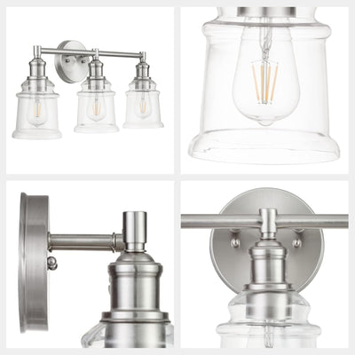 Prominence Home Eaton Ridge 3 Light Industrial Vanity, Nickel (Open Box)