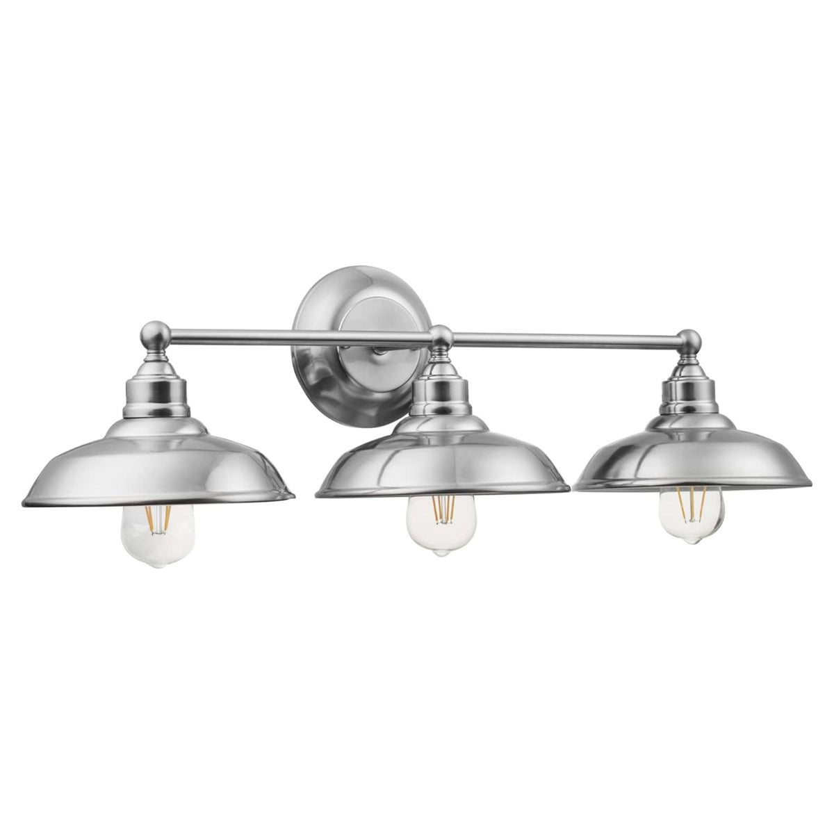 Prominence Home 3 Light Industrial Bathroom Vanity Light, Nickel (Open Box)
