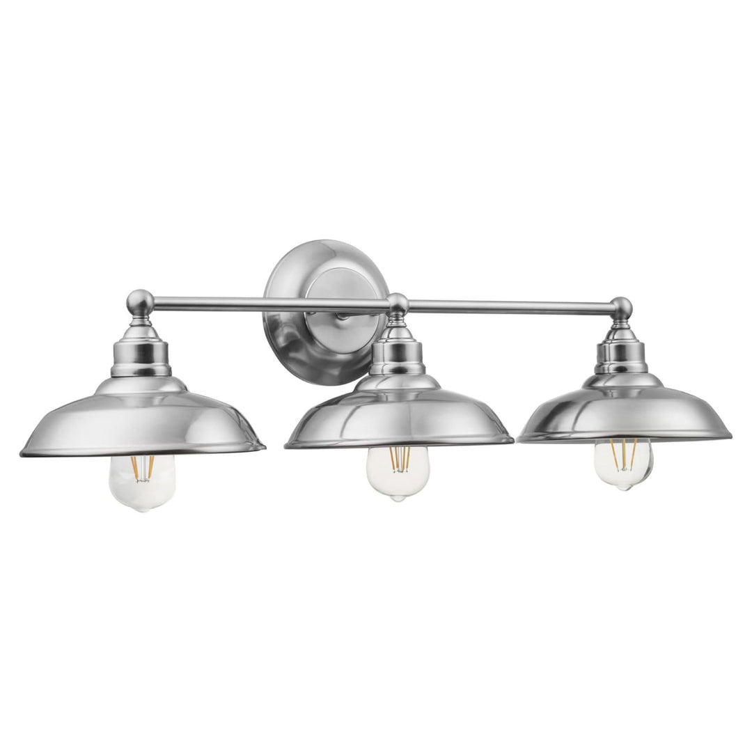 Prominence Home 3 Light Industrial Bathroom Vanity Light, Nickel (Open Box)
