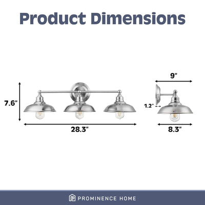 Prominence Home 2 Pack Lyndan 3 Light Industrial Bathroom Vanity, Brushed Nickel