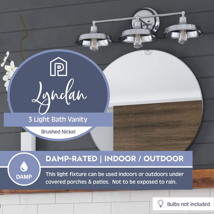Prominence Home 2 Pack Lyndan 3 Light Industrial Bathroom Vanity, Brushed Nickel