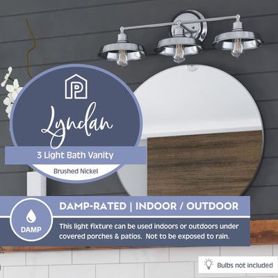 Prominence Home 2 Pack Lyndan 3 Light Industrial Bathroom Vanity, Brushed Nickel