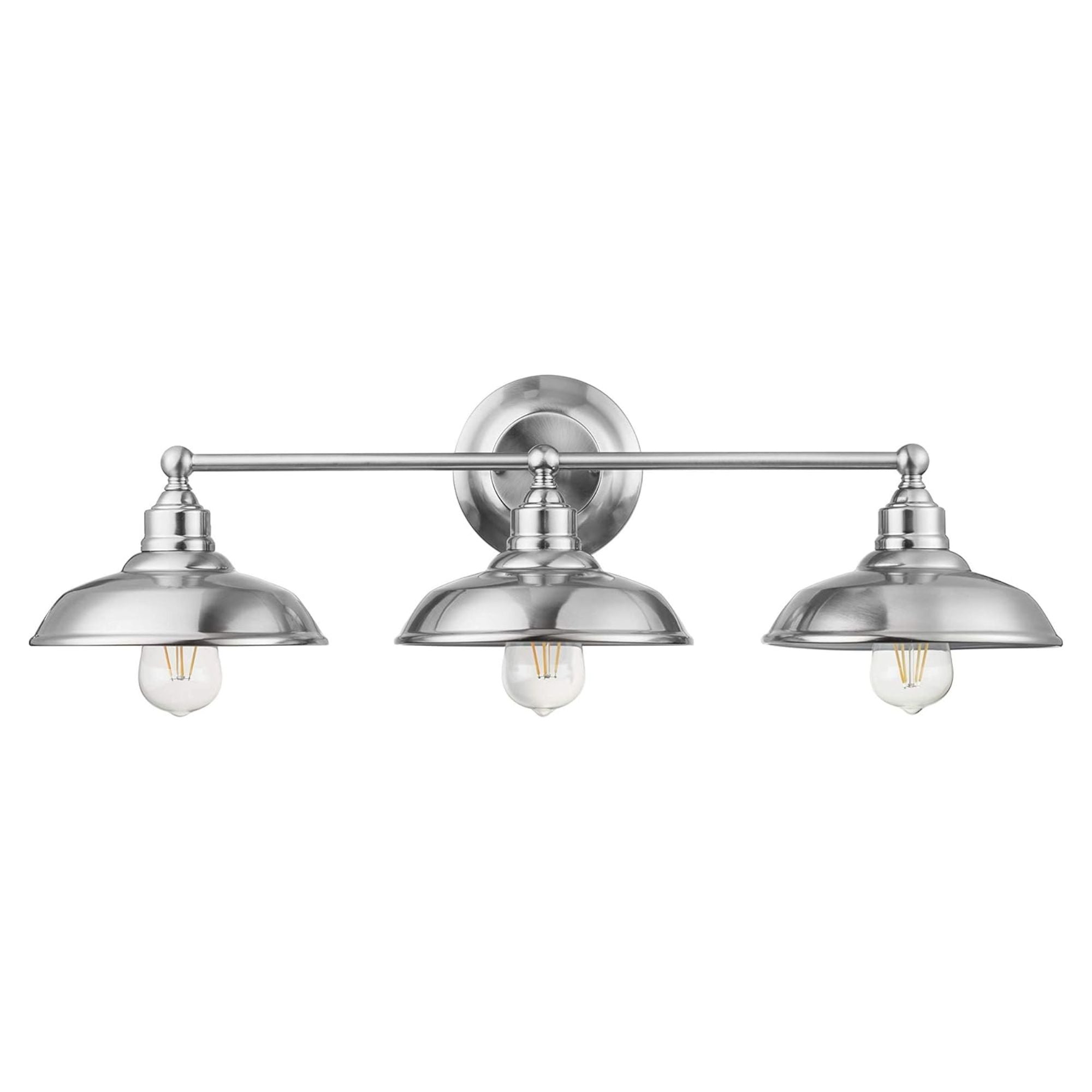 Prominence Home 3 Light Industrial Bathroom Vanity Light, Nickel (Open Box) - VMInnovations