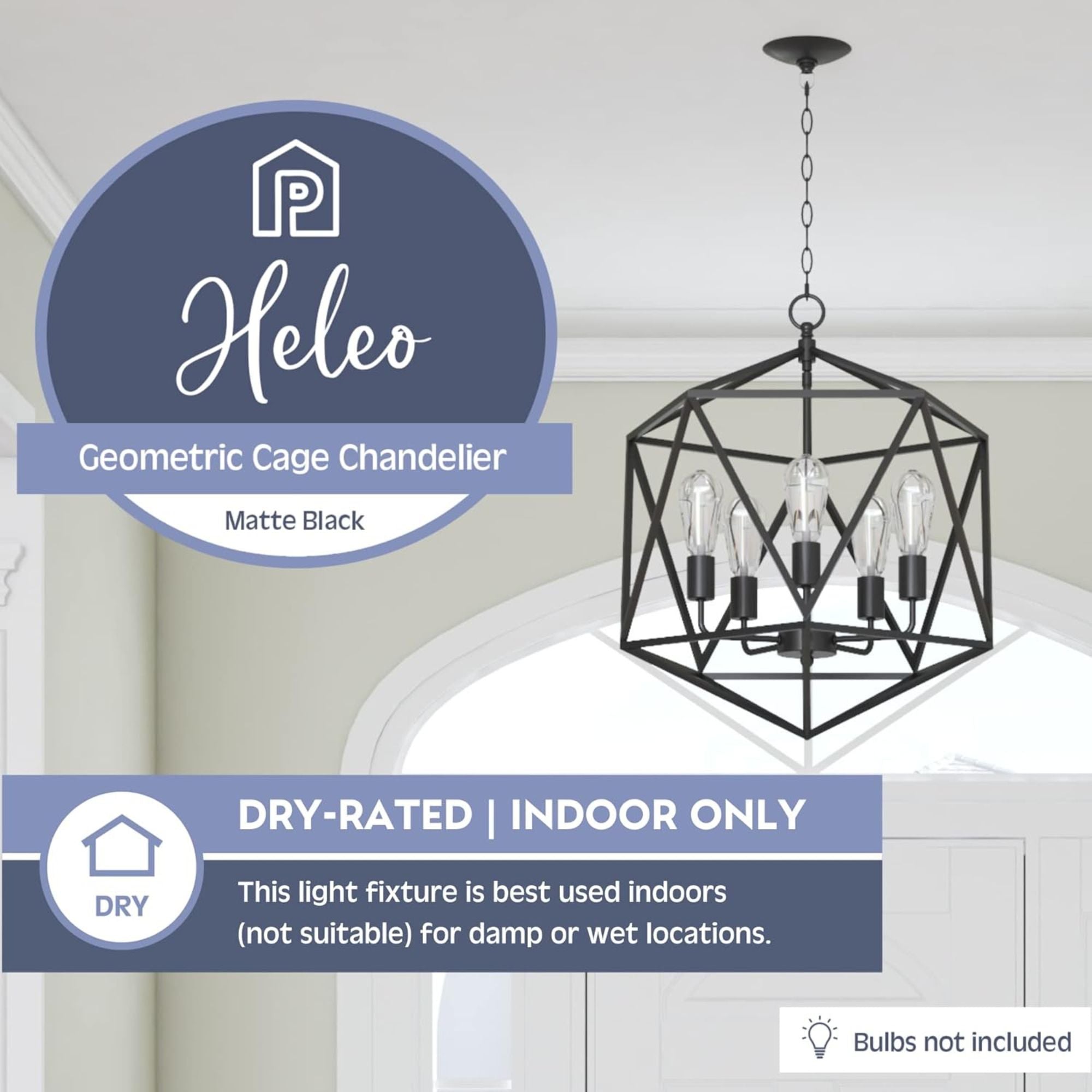Prominence Home 5 Light Chandelier Pendant Lighting Fixture, Heleo (Open Box) - VMInnovations