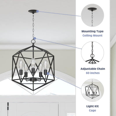 Prominence Home 5 Light Chandelier Pendant Lighting Fixture, Heleo (Open Box) - VMInnovations