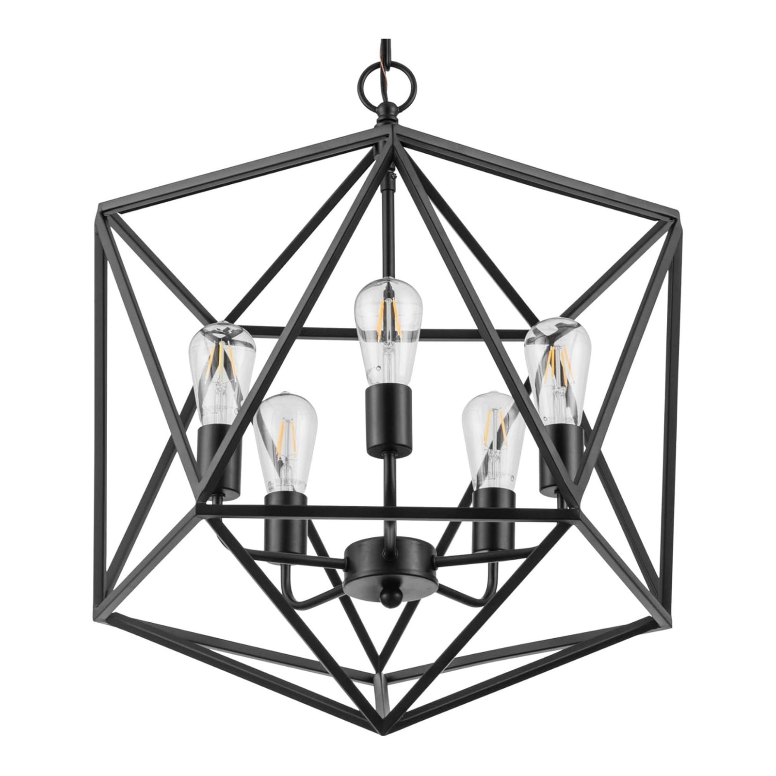 Prominence Home 5 Light Chandelier Pendant Lighting Fixture, Heleo, Matte Black - VMInnovations