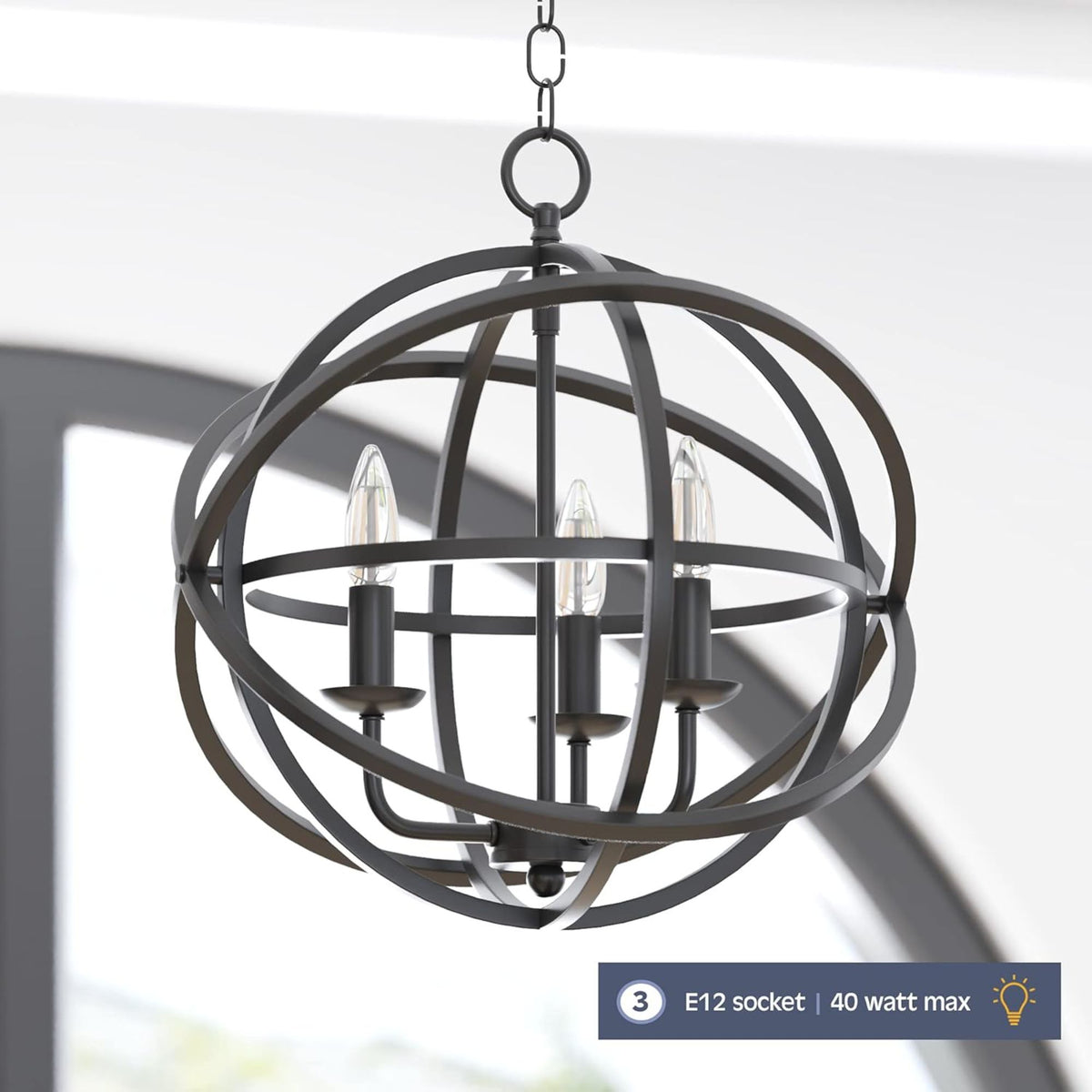 Prominence Home 2 Pack 3 Light Chandelier Pendant Lighting Fixture, Birchberry