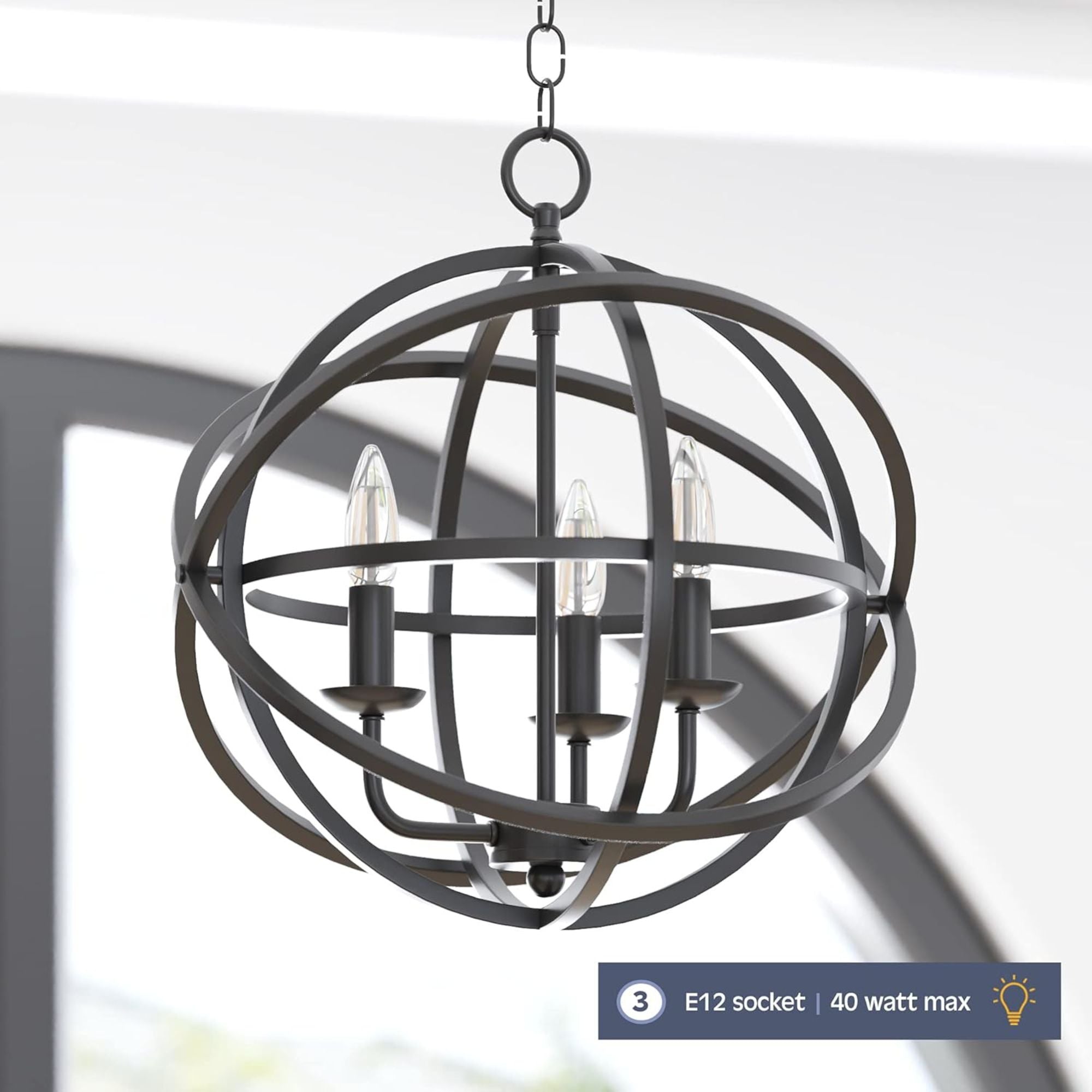 Prominence Home 2 Pack 3 Light Chandelier Pendant Lighting Fixture, Birchberry
