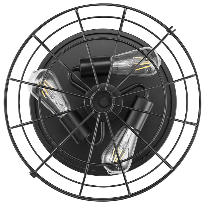 Prominence Home 2 Pack Lincoln Woods 15" Flush Ceiling Mount Light & Cage, Black