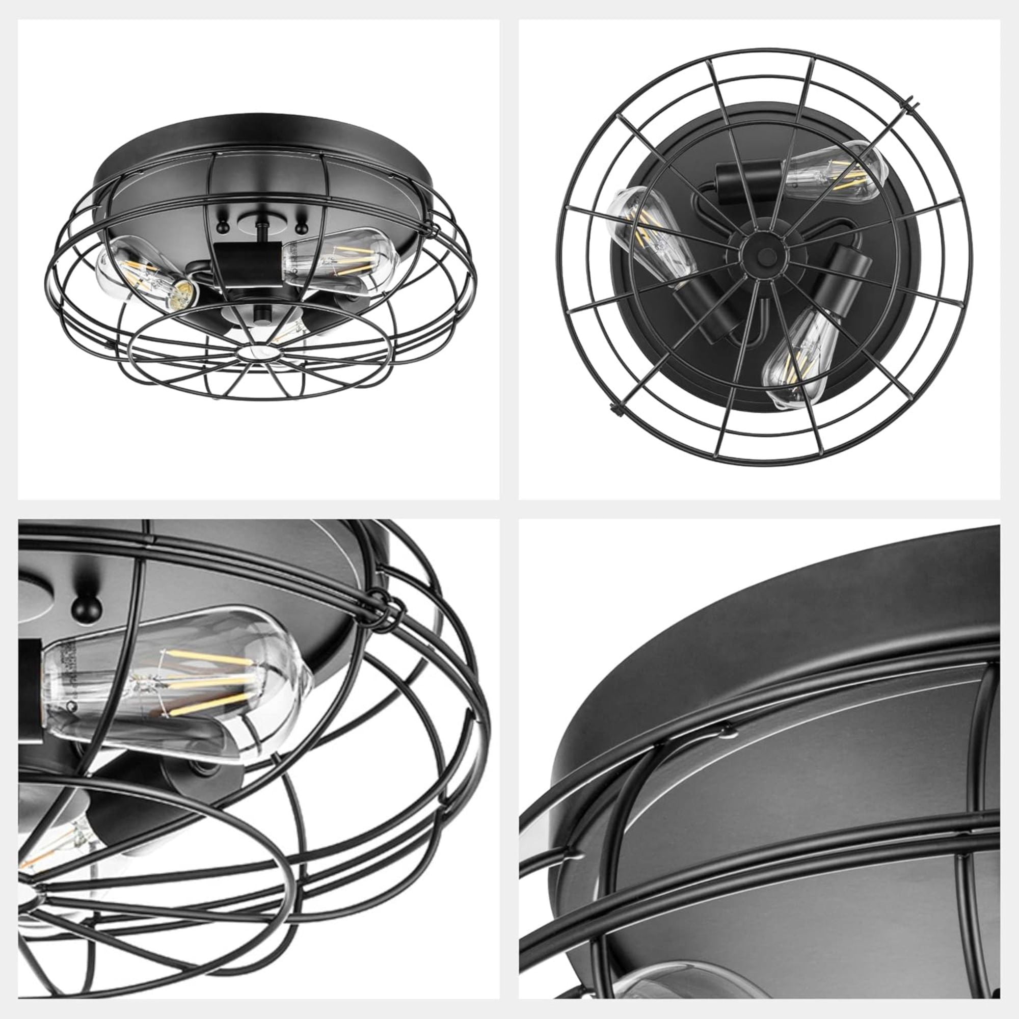 Prominence Home Lincoln Woods 15" Flush Ceiling Mount Light with Cage (Open Box)