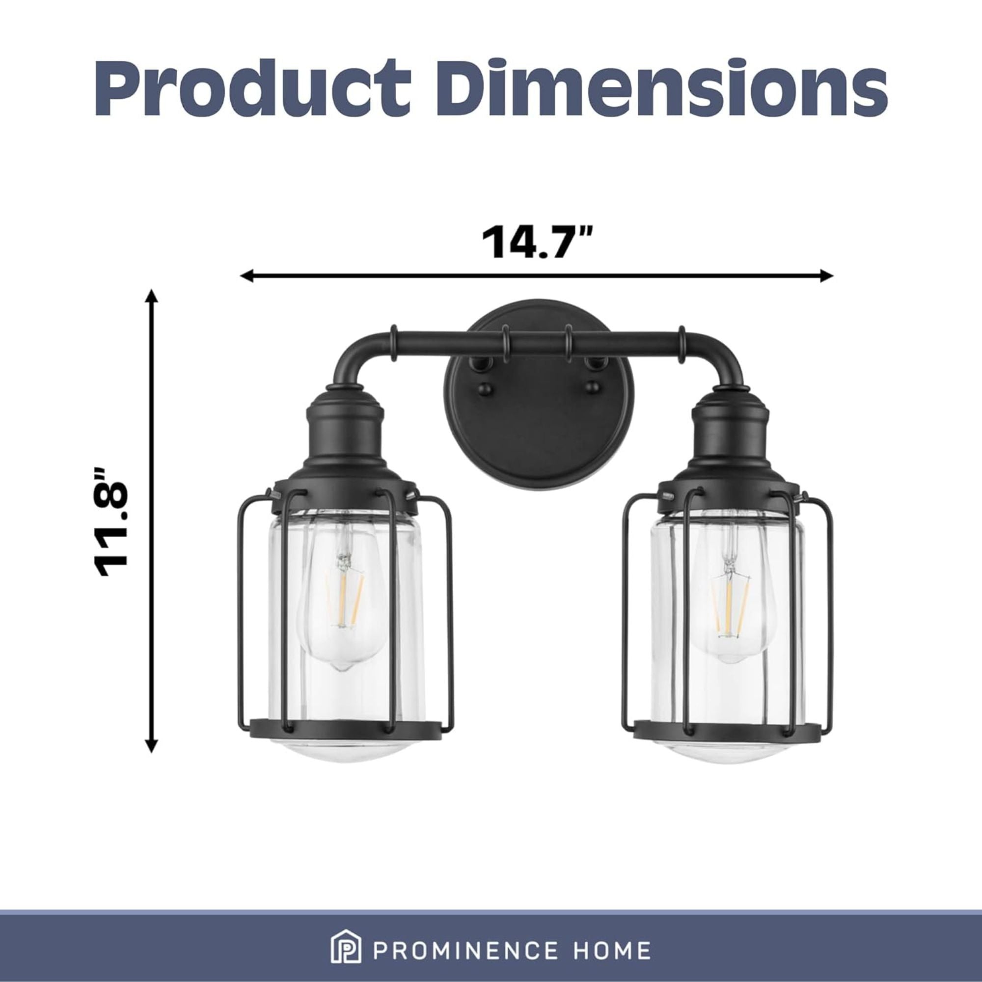 Prominence Home Lincoln Woods 2 Light Industrial Bathroom Vanity Light,Open Box)