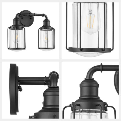 Prominence Home Lincoln Woods 2 Light Industrial Bathroom Vanity Light,Open Box) - VMInnovations