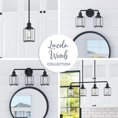 Prominence Home 2 Pack Lincoln Woods 2 Light Industrial Bath Vanity Light, Black