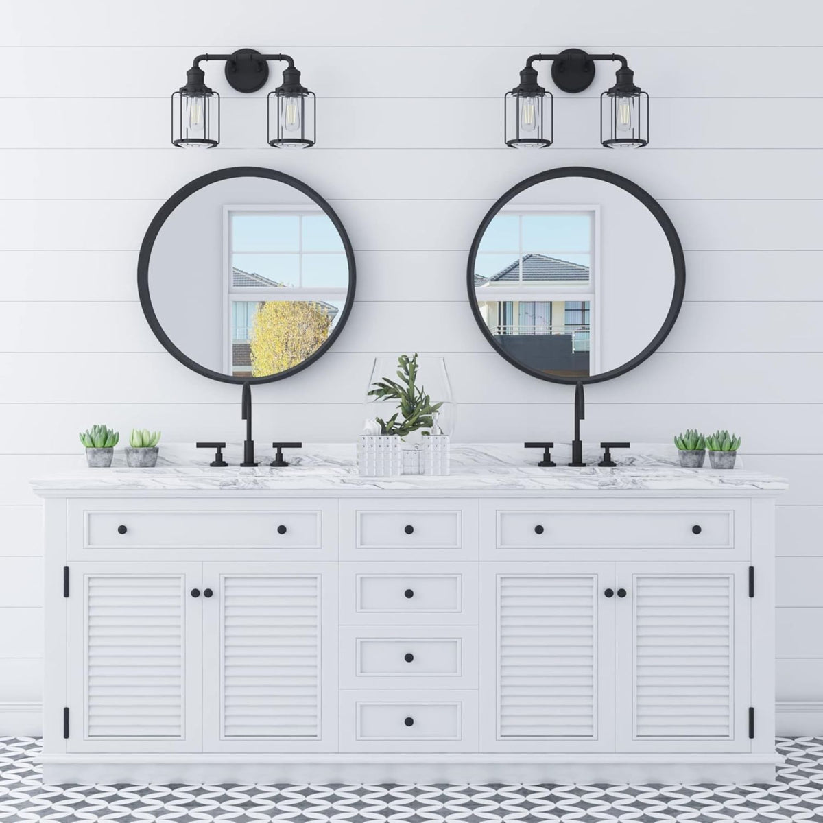 Prominence Home Lincoln Woods 2 Light Industrial Bathroom Vanity Light,Open Box)