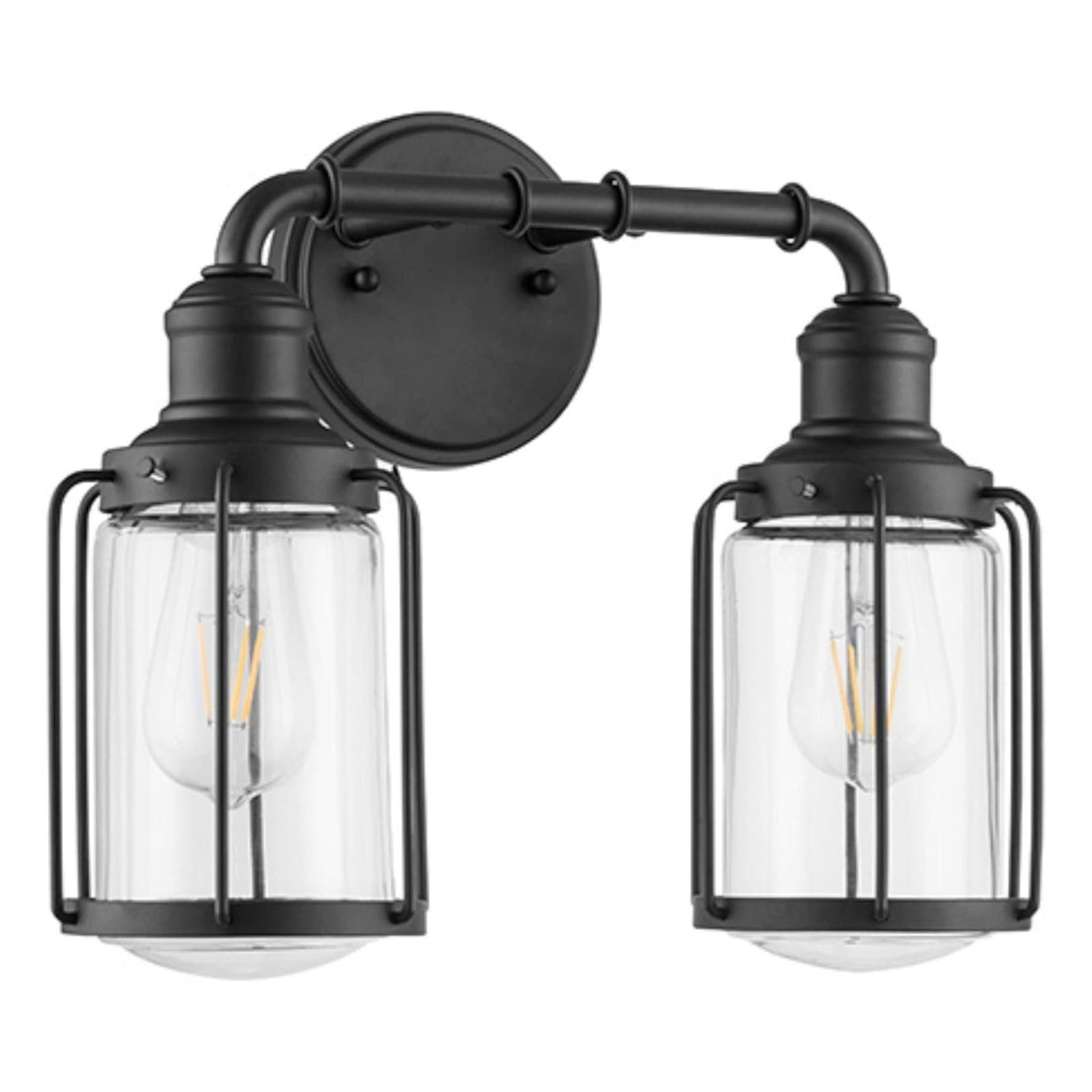 Prominence Home Lincoln Woods 2 Light Industrial Bathroom Vanity Light, Black - VMInnovations