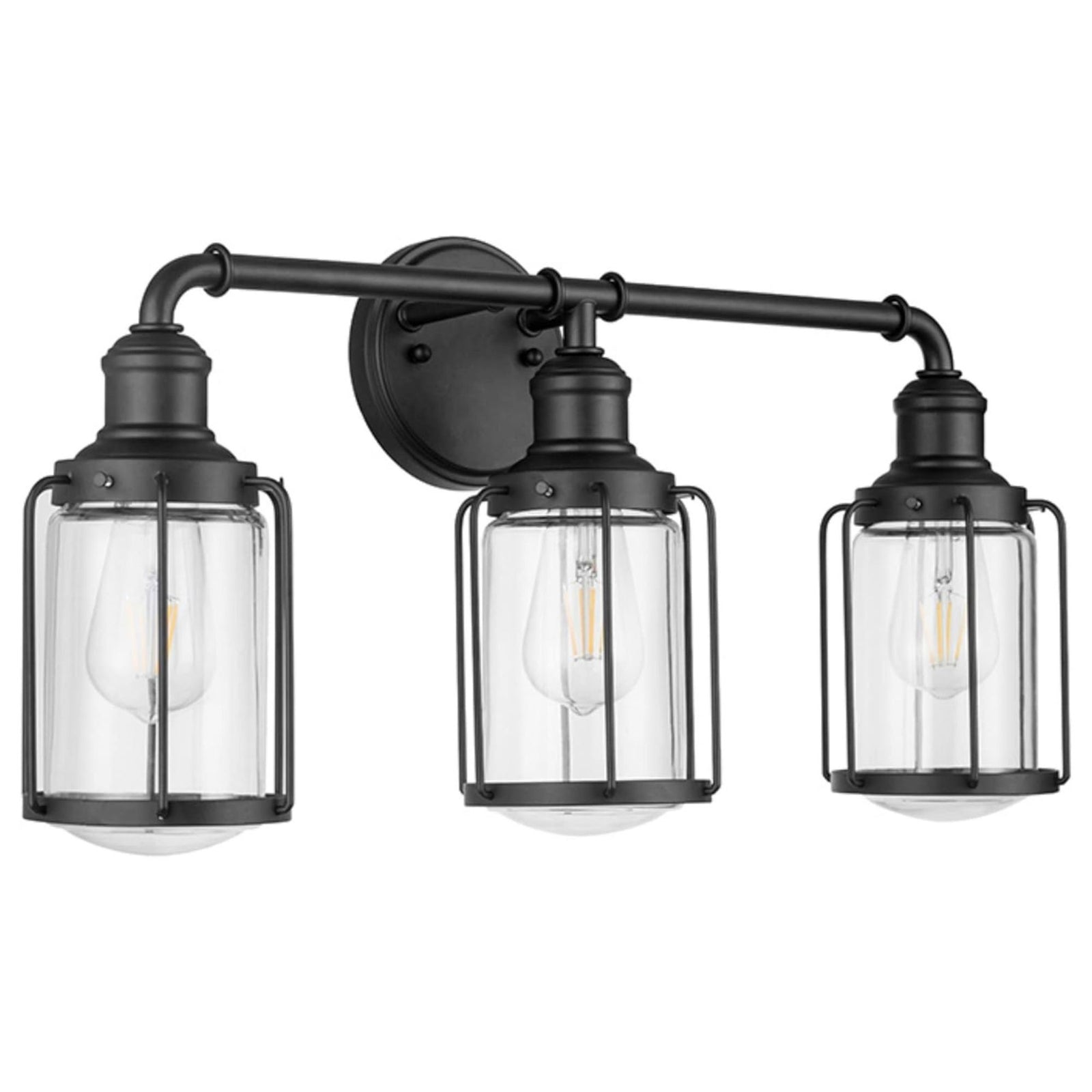 Prominence Home Lincoln Woods 3 Light Industrial Bathroom Vanity Light, Black - VMInnovations