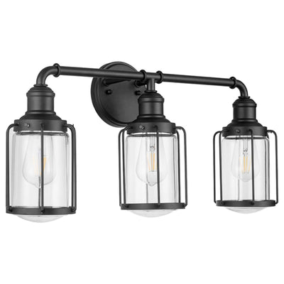 Prominence Home Lincoln Woods 3 Light Industrial Bathroom Vanity Light, Black - VMInnovations
