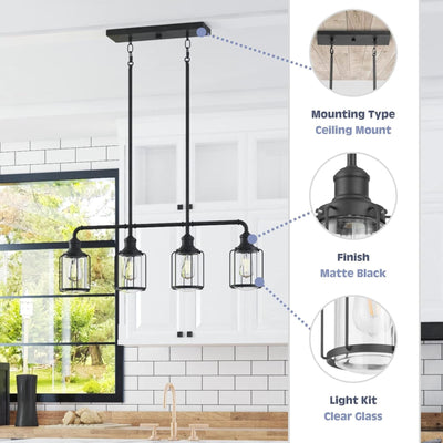 Prominence Home Lincoln Woods 4 Light Kitchen Island Linear Pendant Bar Light - VMInnovations