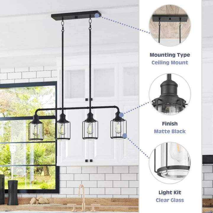 Prominence Home Lincoln Woods 4 Light Kitchen Island Linear Pendant Bar Light
