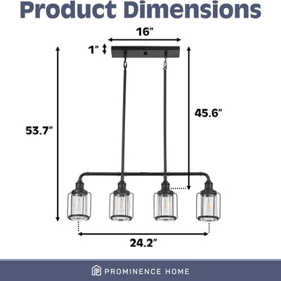 Prominence Home Lincoln Woods 4 Light Kitchen Island Linear Pendant Bar Light - VMInnovations