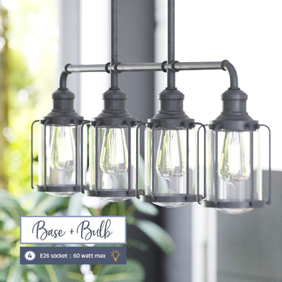 Prominence Home 2 Pack Lincoln Woods 2 Light Industrial Bath Vanity Light, Black - VMInnovations