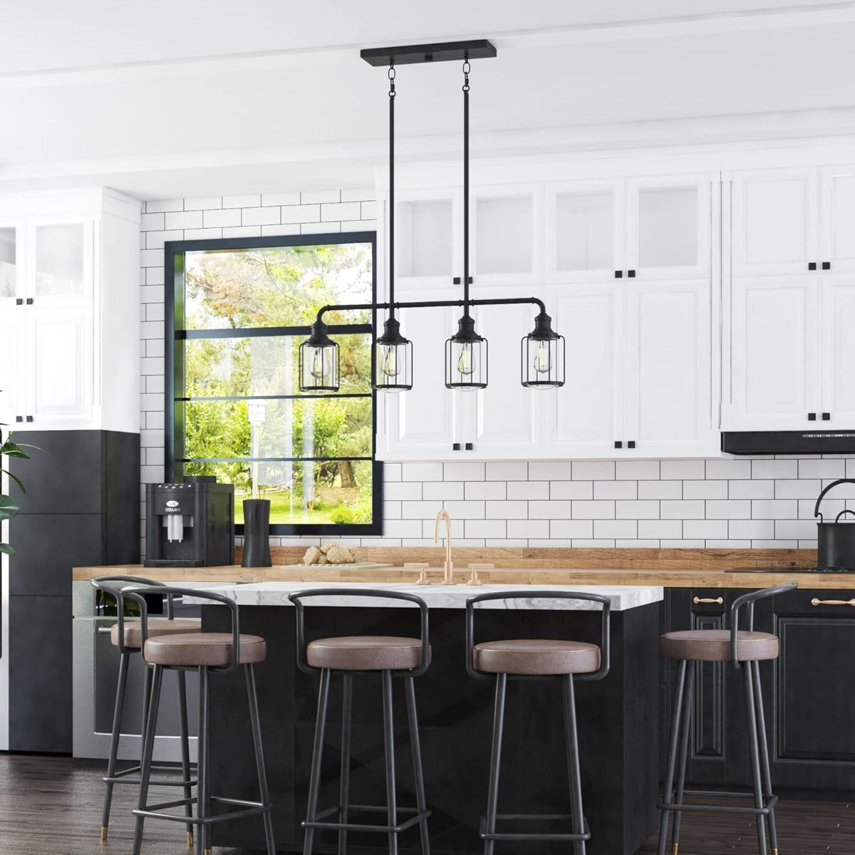 Prominence Home 2 Pack Lincoln Woods 2 Light Industrial Bath Vanity Light, Black